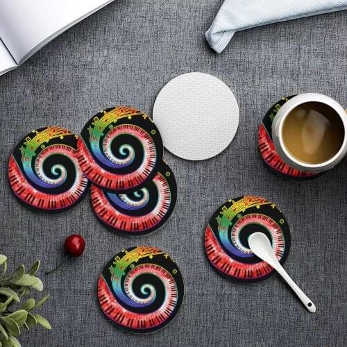 Upetstory Music Style Cup Coaster Table Mats Creative Heat-resistant Placemats Coffee Mug Cup Coasters Pads Customize
