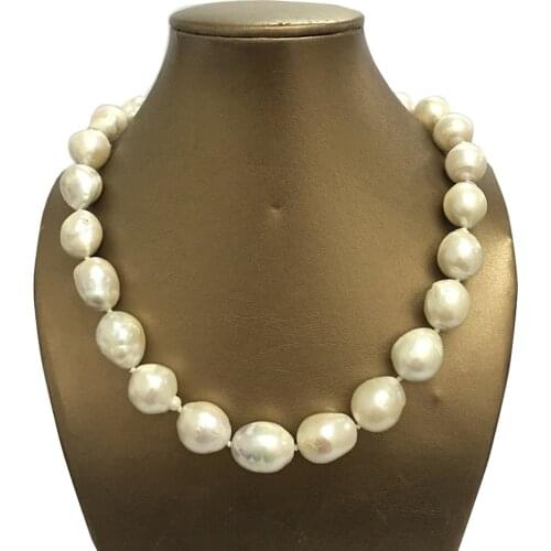 100% NATURE FRESHWATER Baroque PEARL NECKLACE-big pearl NECKLACE
