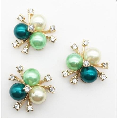 10pcs/lot Green Green Element Pear Alloy Rhinestone Buttons Flatback Button for Christmas Decoration Jewelry Accessories
