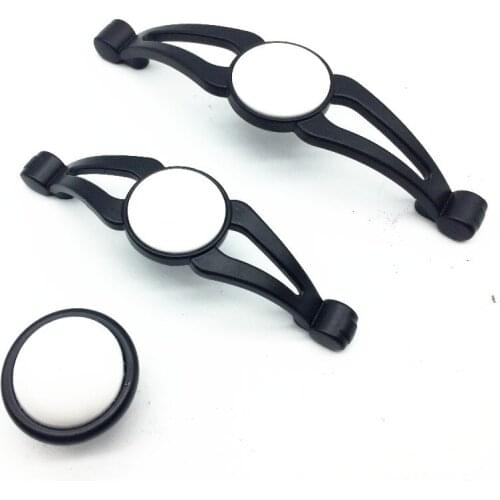UNILOCKS Black+White Ceramic+Zinc Alloy Drawer Knob Pull M/w Kids Cabinet handle Hardware