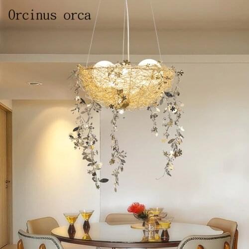 Nordic modern minimalist bird nest chandelier Restaurant Bar bedroom creative personality LED Chandelier free shipping