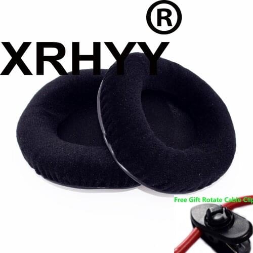 XRHYY Replacement Velvet Earpad Ear Pads Cushions For Sennheiser HD205 HD205II, HD215 HD225 Headphones + Free Rotate Cable Clip