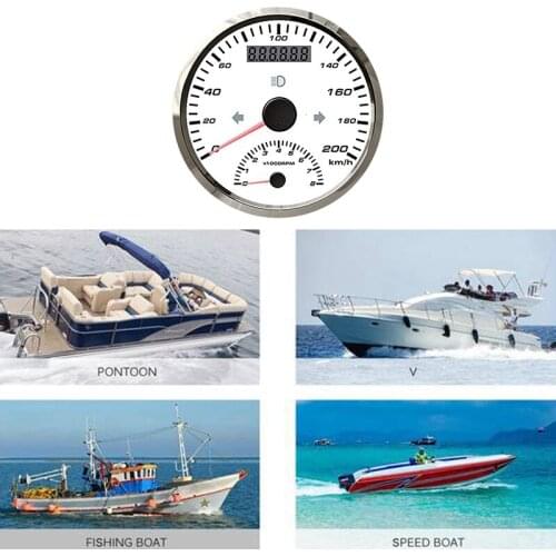 85MM GPS Marine Speedometer 200KM/H Tachometer with White Backlight Suitable for Yachts Ships Motorcycles Car