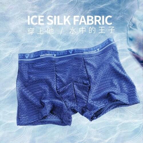 Ice Silk Boxer for Men Sexy Underwear Transparent Boxer Man Mens Cotton Boxers Man Long Lycra Pack Mens Mesh Panties Plus Thin