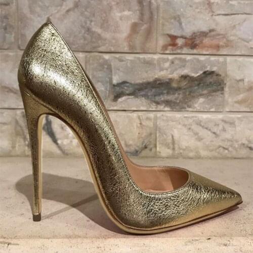 12cm Heels Women Lady Pumps Shoes Pointed Toe Gold Thin High Heels Sexy Wedding Party Official Shoes Woman Big Size 43 10CM 8CM
