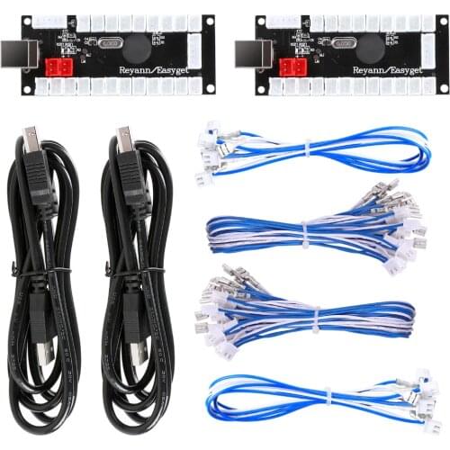 2 Players Zero Delay USB Encoder PC Board To HAPP Style Joystick & Arcade Buttons for MAME , Raspberry Pi RetroPie 3B Projects