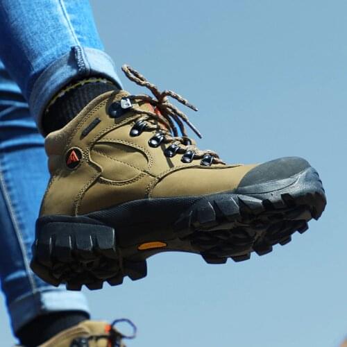 HUMTTO Waterproof Hiking Shoes Breathable Lace Up Trekking Shoes Women Genuine Leather Ourdoor Climbing Tourism Sneakers woman