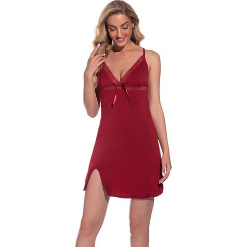 High-End Ladies Nightdress Modal Home Service Evening Dress Sexy Soft Suspender Nightdress