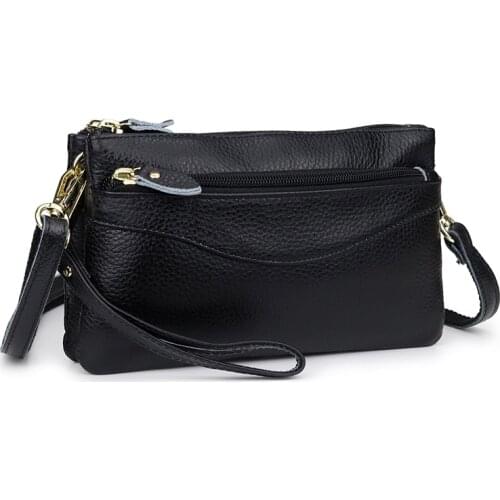 Women Messenger Bag Genuine Leather Chain Strap Day Clutches Small Shoulder Crossbody Handy Wallet Ladies Handbag