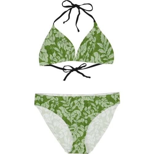 Women 2021 Sexy Bikinis Floral Women Swimsuit Mid Waist 2 Piece Woman Set Tropical Pattern Women Beach Wear