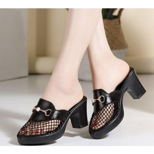 Logoneone Womens Slippers Sandals 2021 Summer New Female Shoes Fashion 7.5cm High Heels Slides Casual Shoes