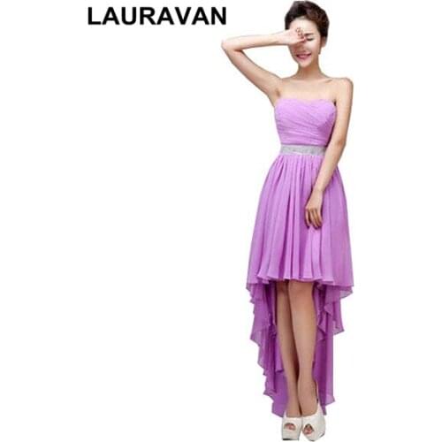 Bridal lavender hot pink blue party dressing gown bride knee length high low short front long back prom dresses 2020 for women