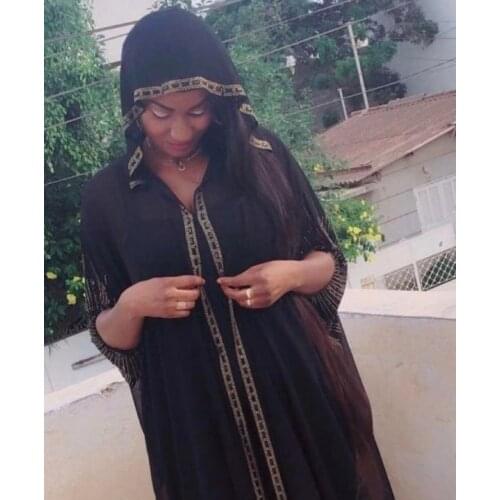 African Best Selling Ladies Long Dress Elegant Hooded Bat Sleeve Two-Piece High Quality Fashion Style Gorgeous Women Clothes