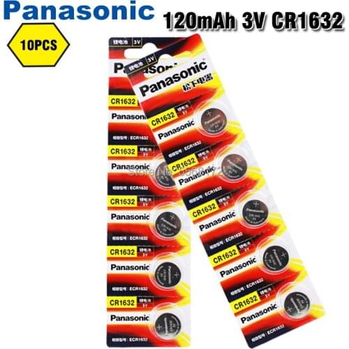 10Pcs/lot PANASONIC CR1632 1632 DL1632 3V Lithium Batteries Cell Button Coin Battery Calculator Toy Medical Device Batteries