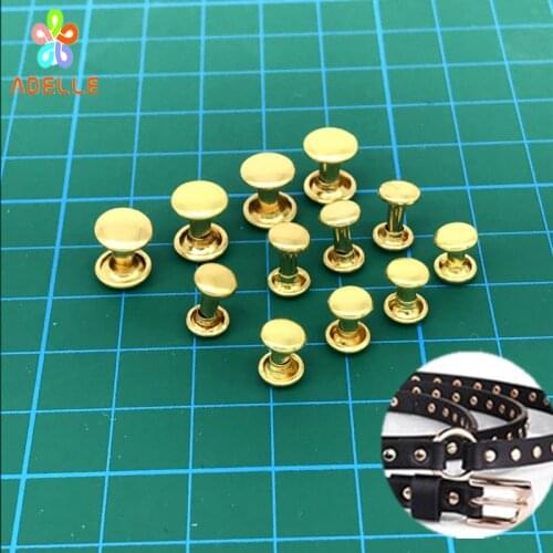 100sets/lot 100% Solid Brass Rivets Double Cap Rivets Punk Studs Flat Leather Craft DIY accessories free shipping 8 sizes