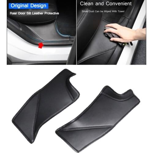 2Pcs Car Rear Door Sill Protector Cover Sticker Fit for Tesla Model Y Black