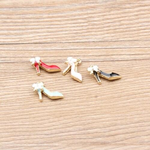 20PCS/Lot Fashion Women High-Heeled Shoes DIY Pendants Charms Oil Drop Metal Alloy Bracelet Enamel Charm
