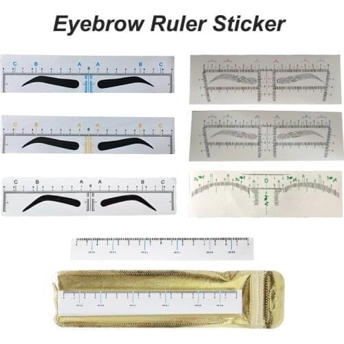25pcs Disposable Eyebrow Ruler Permanent Makeup Tattoo Supplies Eyebrow Measuring Tool 3d Brow Microblading Ruler Stickers