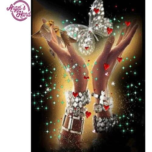 5D DIY Diamond Embroidery hand with butterfly Diamond Painting Cross Stitch full Square Rhinestone Mosaic home decoration