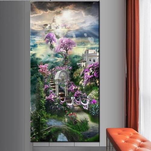 Large Size Diamond Embroidery sale DIY Garden Natural scenery 5D Diamond Painting Full Mosaic Fantasy Landscape,EE1797