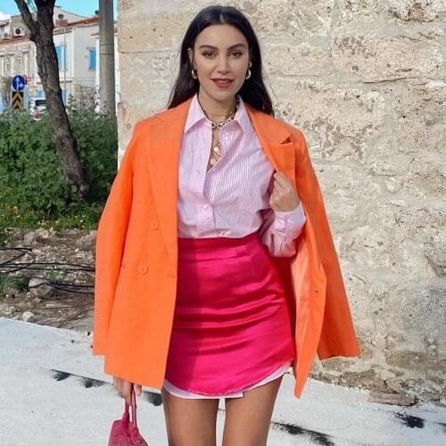 Foridol Rose Red Satin Mini Skirt Women High Waist Summer Beach Boho Bottoms Silk Skirts Female Faldas Super Short Skirt 2021