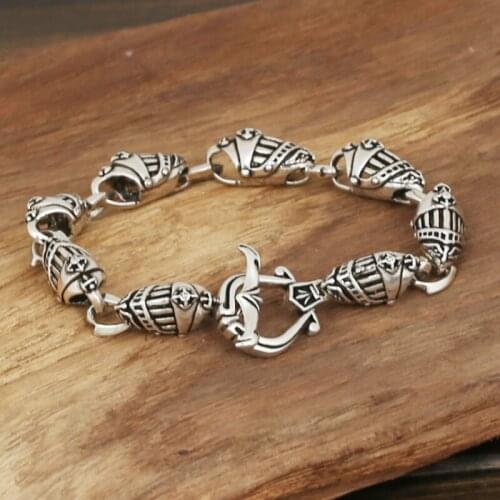 Real 925 Sterling Silver men women armour warrior chain bangle Bracelet jewelry gift A4721