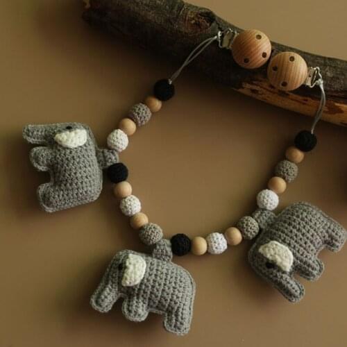 Pacifier Chain Rattle Pram Clip Baby Stroller Pendant Teether Crochet Beads Elephant Infants Nursing Chewing Toys Shower Gifts