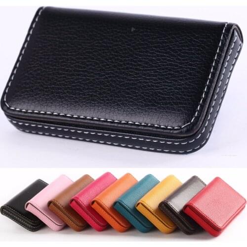 Full Cover Business Card Case Horizontal PU Leather wrapped Card ID holder Bank Credit Card Pack Custom Company name logo