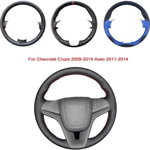 Breathable Punch Hand-Stitched Black Artificial Leather Car Steering Wheel Cover For Chevrolet Cruze Aveo Orlando Ravon R4
