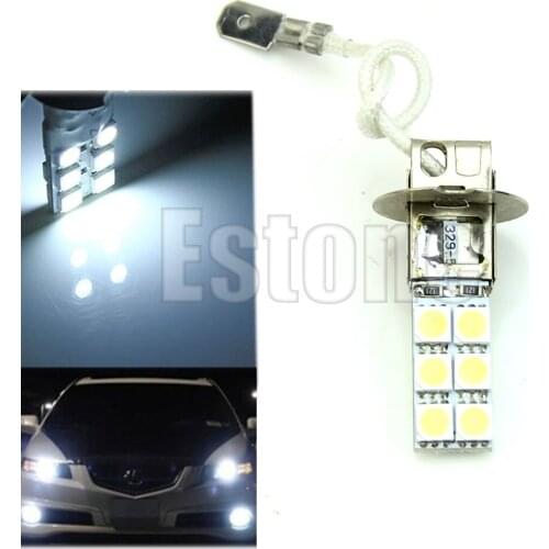 H3 12-LED 5050 lampadina testa di SMD 12V bianco luminoso della nebbia