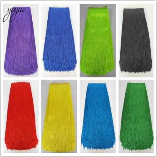 YOYUE 2-10 Yards 100CM Long Lace Fringe Trim Tassel Fringe Trimming For Diy Latin Dress Stage Clothes Accessories Lace Ribbon