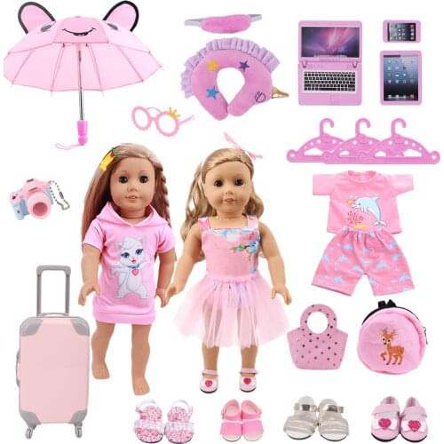 Doll Clothes,Shoes,Suitcase Suit Cute Bag Fit 18 Inch American Girl Doll,43cm Baby Born Doll Girls Birthday Gifts