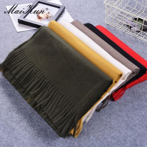 Maikun New Style Cashmere Scarf For Fall/Winter Womens Solid Color Thick Warm Dual-Use Shawl