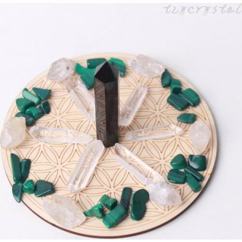 Chakra Crystal Meditation Wand Sacred Grid Gems Set