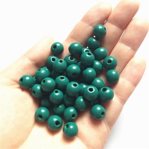 Natural 10mm Wooden Beads Round Ball Wood Loose Spacer Beads For DIY Jewelry Necklace Making Accessories 100Pcs/Set Dark Green