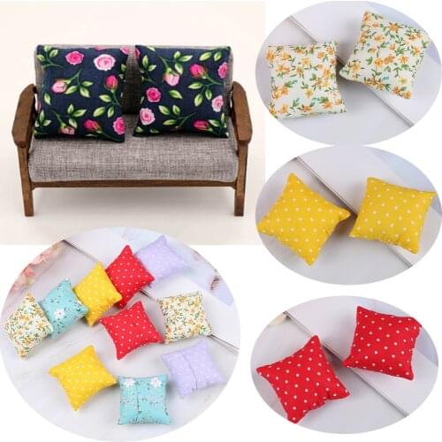 New Colorful Flower Pillow Cushions For Sofa Couch Bed For 1/12 Dollhouse Miniature Furniture Toys For Dollhouse