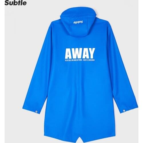 Subtle Lightweight Rubber Raincoat Unisex for Men and Women Clothes Covers Impermeable Rainwear Waterproof Hooded Poncho Blue