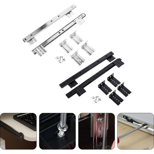 2 Set Keyboard Shelf Runners Adjustable Under Desk Computer Slides Track