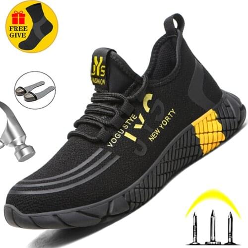 Indestructible Work Safety Boots Men Steel Toe Shoes Safety Shoes Men Work Shoes Puncture-Proof Work Sneakers Security Footwear