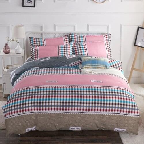 Pink Stripe Geometry Bedding Multi-size Home Textile Sheet Duvet Cover Pillowcase Single Piece Bedding Single Double Quilt Cover