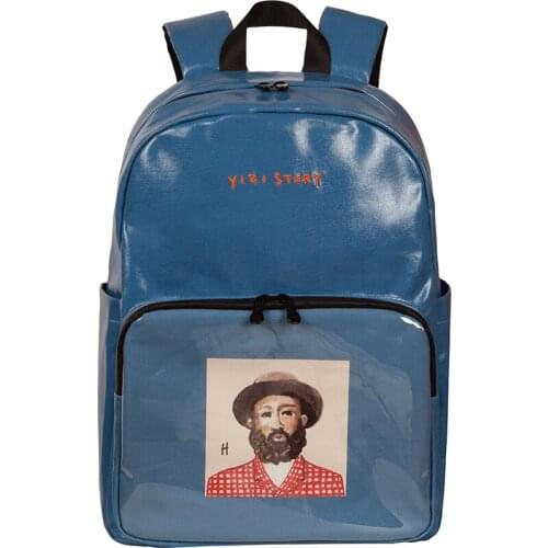 YIZI Original Story Series Backpack Fashion Cartoon Print Canvas Waterproof Large Capacity Laptop Bag Unisex Travel Bag Handbag