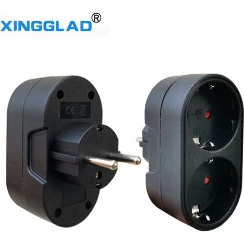 EU 1 to 2 Socket AC Electrical Plug Adapter Converter Outlet Conversion Portable Safety Door French Type E 16A 250V 3000W