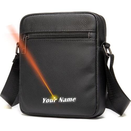 WESTAL mens shoulder bag for men genuine leather small messenger bag mens crossbody bag fashion name Laser engraving bags 7362