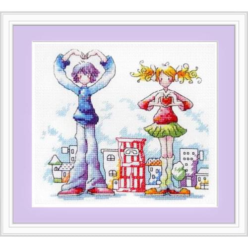 Home Decoration Sewing Hanging Picture Cross Stitch Kit A001 Cute Couple Bedroom Precise Printing