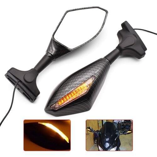 Universal Motorcycle LED Turn Signals Rear View Side Mirrors For Suzuki GSF600 Bandit BURGMAN 400 GS1000 GS500E