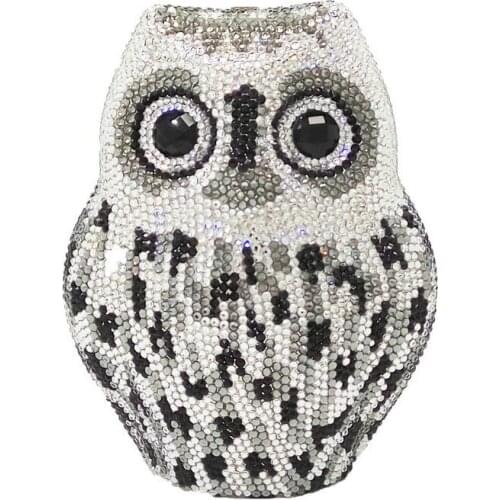 Owl shape Rhinestone Crystal Evening Clutch Bag 100% Handmade Women Diamond Gemstone Mini Phone Case Party Purse Female gift bag