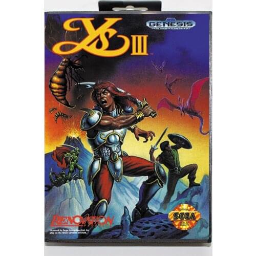 Ys III with Retail Box 16bit MD Game Card For Sega Mega Drive/ Genesis