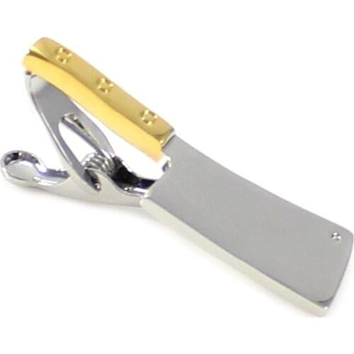 Knife Tie Clip Novelty Bi-tone Plated Kitchen Knife Tie Clip Fathers Day Gift Tie Bar Birthday Gifts Tie Clip