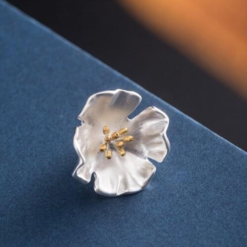 Poppies Flower Brooch Pin 925 Sterling Silver Jewelry For Women Personality Luxury Suit Dress Brooches wholesale
