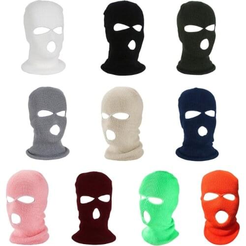 Halloween 3-Hole Knitted Full Face Cover Winter Warm Neon Balaclava Mask Hat X5XA